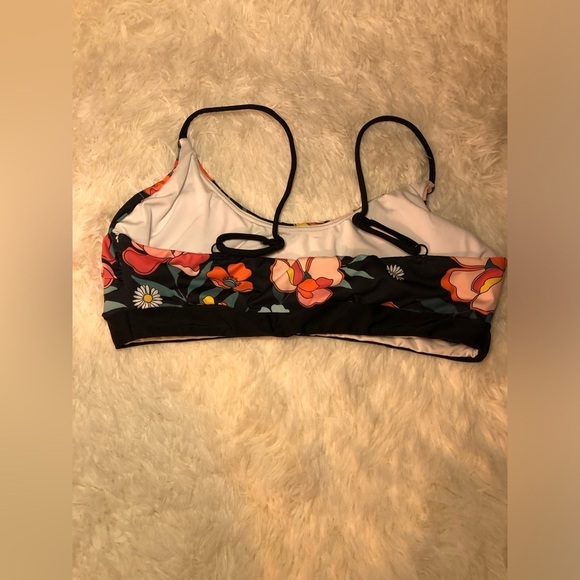 Floral Bikini Top with Black Straps Medium - Picture 7 of 11